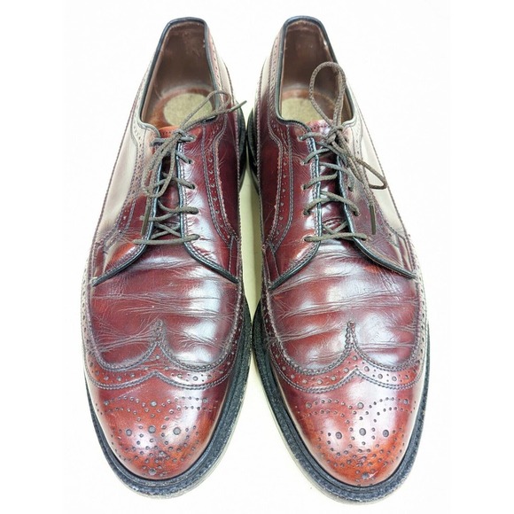 Allen Edmonds Mens Oxford Dress Shoes Brown Black Leather Wingtip Lace Up USA 9A main image 6
